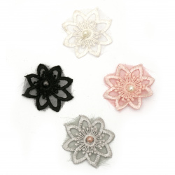 Stoc epuizat. Primeste notificare pe email cand produsul revine in stoc Element dantelă pentru decorarea florilor cu perle 50 mm amestec de culori -5 bucăți