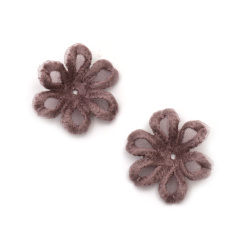 Element dantela pentru decor floare 25 mm culoare violet - 5 bucati