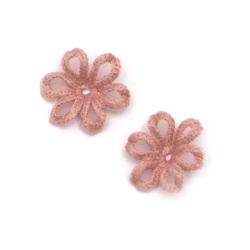 Beautiful Lace Flower with 6 Petals for Decoration, DIY Crafts, Sewing Accessory, 25 mm, Rose Ash Color - 5 pieces