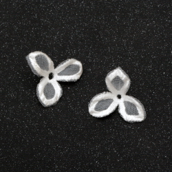 Елемент дантела за декорация цвете 28 мм цвят бял -5 броя