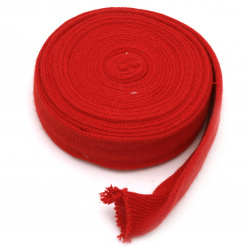 Лента плетена текстил тръба 10-40 мм червено, сиво -1 м