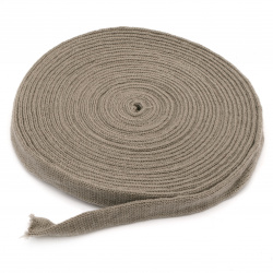 Лента плетена текстил тръба 22 мм сива -1 м