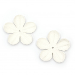 Λουλούδια από σουέτ χαρτί 45 mm χρώμα λευκό παστέλ -10 τεμάχια 