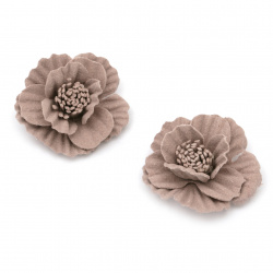Velour Paper Flowers, 30x15 mm, Color - Ashes of Roses Pastel - 2 pieces