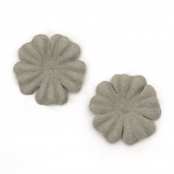 Velour Paper Flowers, 25 mm, Pastel Gray Color - 10 Pieces