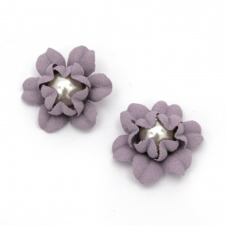 Velour Paper Flowers, Pearl, 30x12 mm, Pastel Purple Color - 2 Pieces