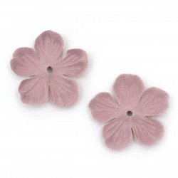 Velour Paper Flowers, 34 mm, Pink-Lilac Pastel Color - 10 Pieces