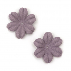 Velour Paper Flowers, 27x5 mm, Pastel Purple Color - 10 Pieces