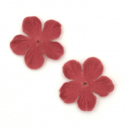 Velour Paper Flowers, 34 mm, Light Cherry Pastel Color - 10 Pieces