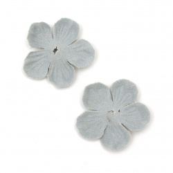 Velour Paper Flowers, 34 mm, Light Blue Pastel Color - 10 Pieces
