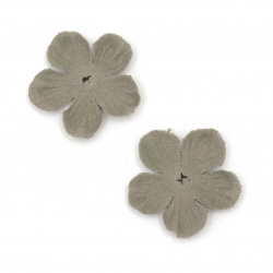 Velour Paper Flowers, 34 mm, Gray Pastel Color - 10 Pieces