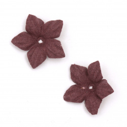 Velour Paper Flowers, 25 mm, Color Dark Cyclamen Pastel - 10 pieces