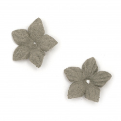 Velour Paper Flowers, 25 mm, Pastel Gray Color - 10 pieces