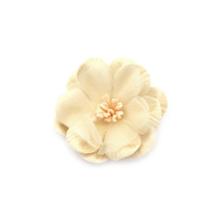 Flower made of Suede Paper and Organza, with stamens, 47x20 mm, Champagne Color