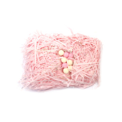 Paper Grass with Lamé Threat and Pompoms, Pink Color ~ 30 grams