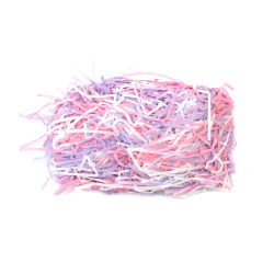 Paper Grass Mix in Three Colors - White, Pink, and Purple - 20 grams