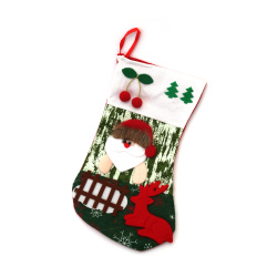 Christmas Stocking made of Felt and Jute with Santa Claus,  230x320 mm 