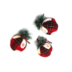 Christmas Ball Ornaments -  Styrofoam, Textile, Sequins, 75 mm - 3 pieces