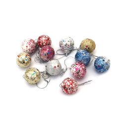 Styrofoam Christmas Balls with Glitter and Sequins, 27 mm - 12 pieces