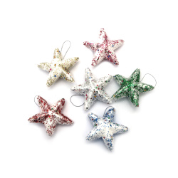 Styrofoam Christmas Stars with Glitter and Sequins, 78x27 mm - 6 pieces