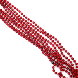 Plastic Bead Garland, Beads: 5 mm, Red - 2.7 m