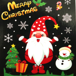 Christmas Glass Stickers - Gnome and Snowman, 60x45 