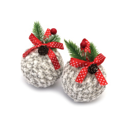 Коплект коледна украса топки 80 мм с декорация -3 броя