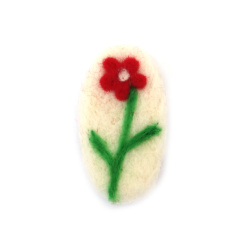 Handmade Felted Wool Flower Figure, 60x35 mm