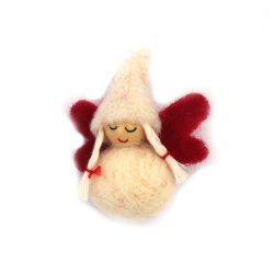 Handmade Felt Wool Angel White 48x40 mm