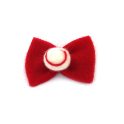 Handmade Felted Wool Bow Tie 65x45 mm, Red