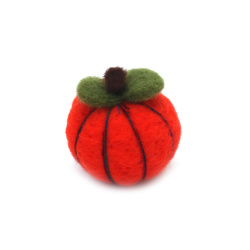 Handmade Felted Wool Pumpkin 40x36 mm