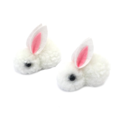 Bunny with Pom-Poms 60x55x35 mm White - 2 Pieces