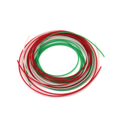Ανταλλακτικά νήματα PLA για 3D στυλό 1,75 mm x 3 μέτρα 3 χρώματα - λευκό, κόκκινο, πράσινο