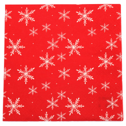 Ti-Flair Napkin, 33x33 cm, Three-Ply, 'Snoflingor Red' - 1 piece