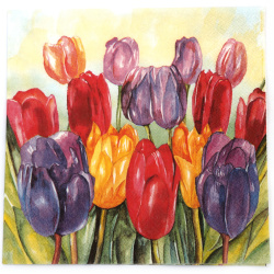 3-Ply Decoupage Napkin AMBIENTE 33x33 cm "Colorful Tulips" - 1 piece