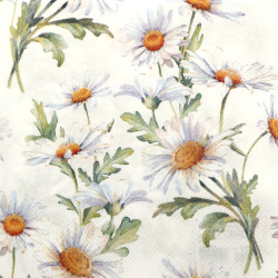 Салфетка за декупаж Ambiente 33x33 см трипластова Beautiful daisies white -1 брой