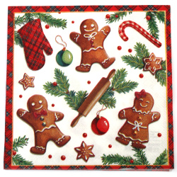 3-Ply Decoupage Napkin AMBIENTE, 33x33 cm, Gingerbread Cookies - 1 piece