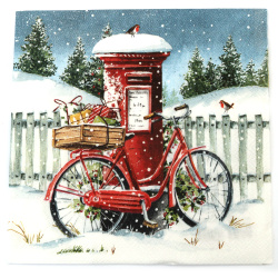 3-Ply Decoupage Napkin AMBIENTE, 33x33 cm, Delivery Bike -1 piece