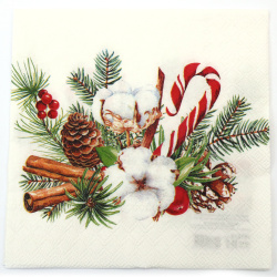 3-Ply Decoupage Napkin AMBIENTE, 33x33 cm, Christmas Arrangement - 1 piece