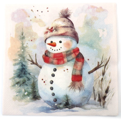 Салфетка за декупаж Ambiente 33x33 см трипластова Snowman in nature -1 брой