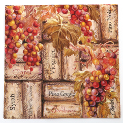 3-Ply Decoupage Napkin AMBIENTE, 33x33 cm, Grapes and Corks - 1 piece