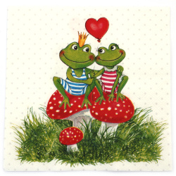 Салфетка за декупаж Ambiente 33x33 см трипластова Frogs in love -1 брой