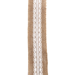 Κορδέλα λινάτσα με δαντέλα 5x200 cm
