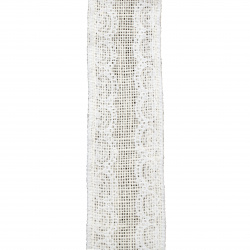 Κορδέλα λινάτσα με δαντέλα 6x200 cm λευκό