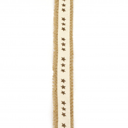 Burlap Base for Application with fabric ribbon DIY Crafts Decorations, Embroidery 2.5x200 cm with stars