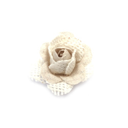 Decorative Burlap Flower, 45x25 mm, Rose, White Color