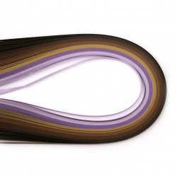 Benzi de quilling 5 mm / 53 cm -6 culori gama violet-maro - 120 bucati