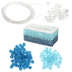 DIY kit for making a box with colored beads and cord