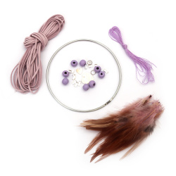 DIY Dream Catcher Kit, 12cm, Round, Color Purple