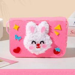 Charming DIY Children’s Felt Bag – Pink with Rabbit Design for Fun Crafting